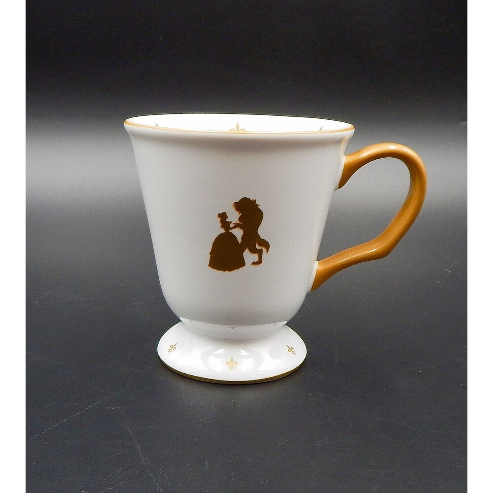 Disney Parks Beauty And The Beast Silhouette White And Gold Crest Fleur-de-lis